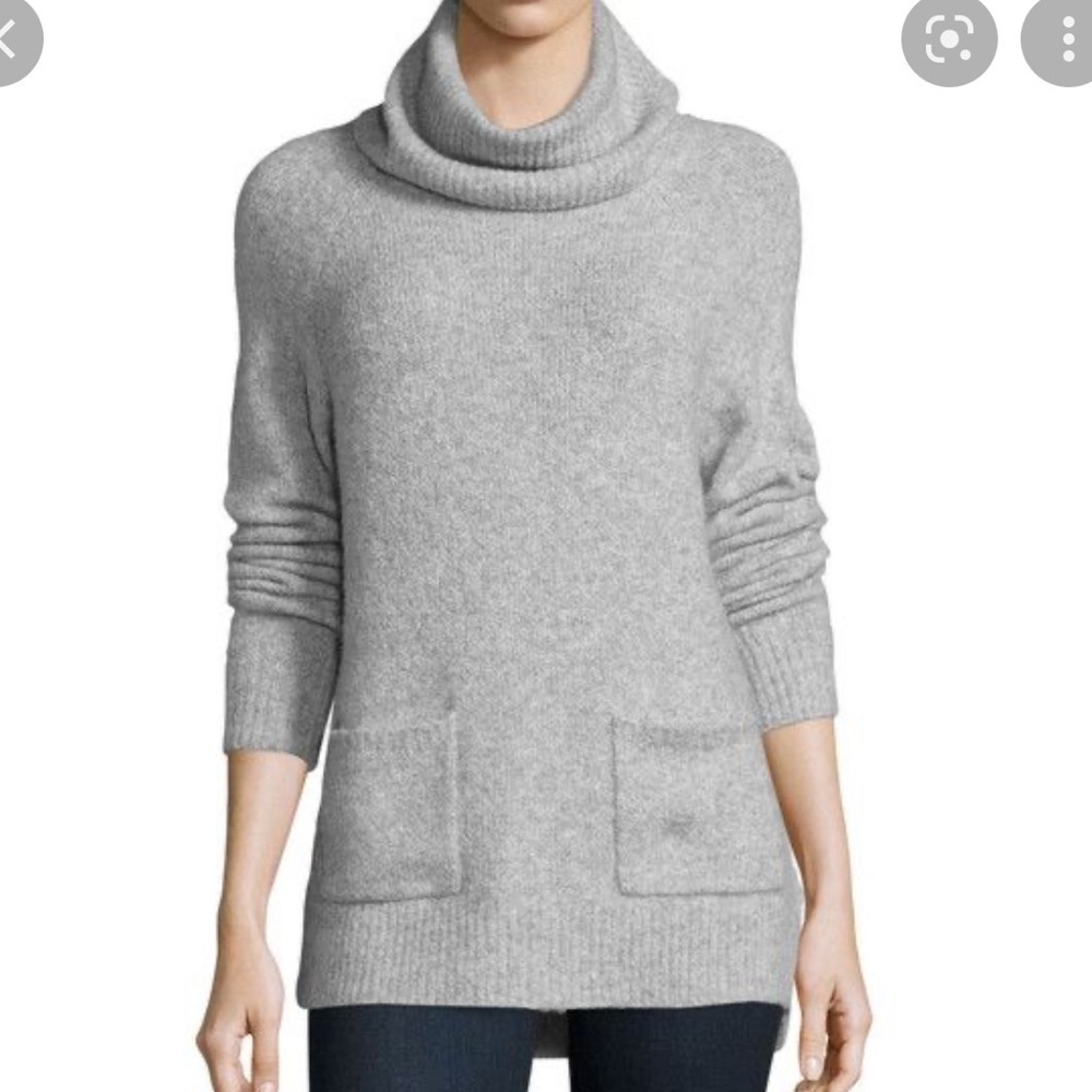 Joie Agneta Wool Cashmere Blend Turtleneck Long Sleeve Pockets Sweater S…